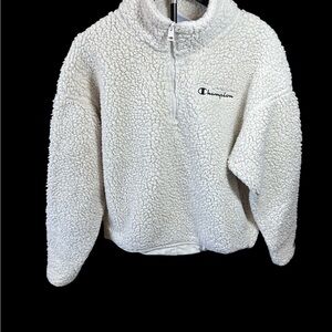 Champion Cream Sherpa Half-Zip Turtleneck Pullover